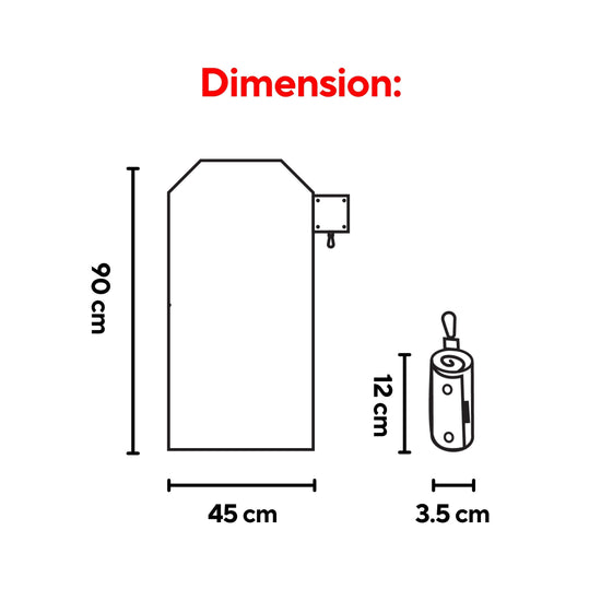Dimensions of SalahTag portable prayer mat
